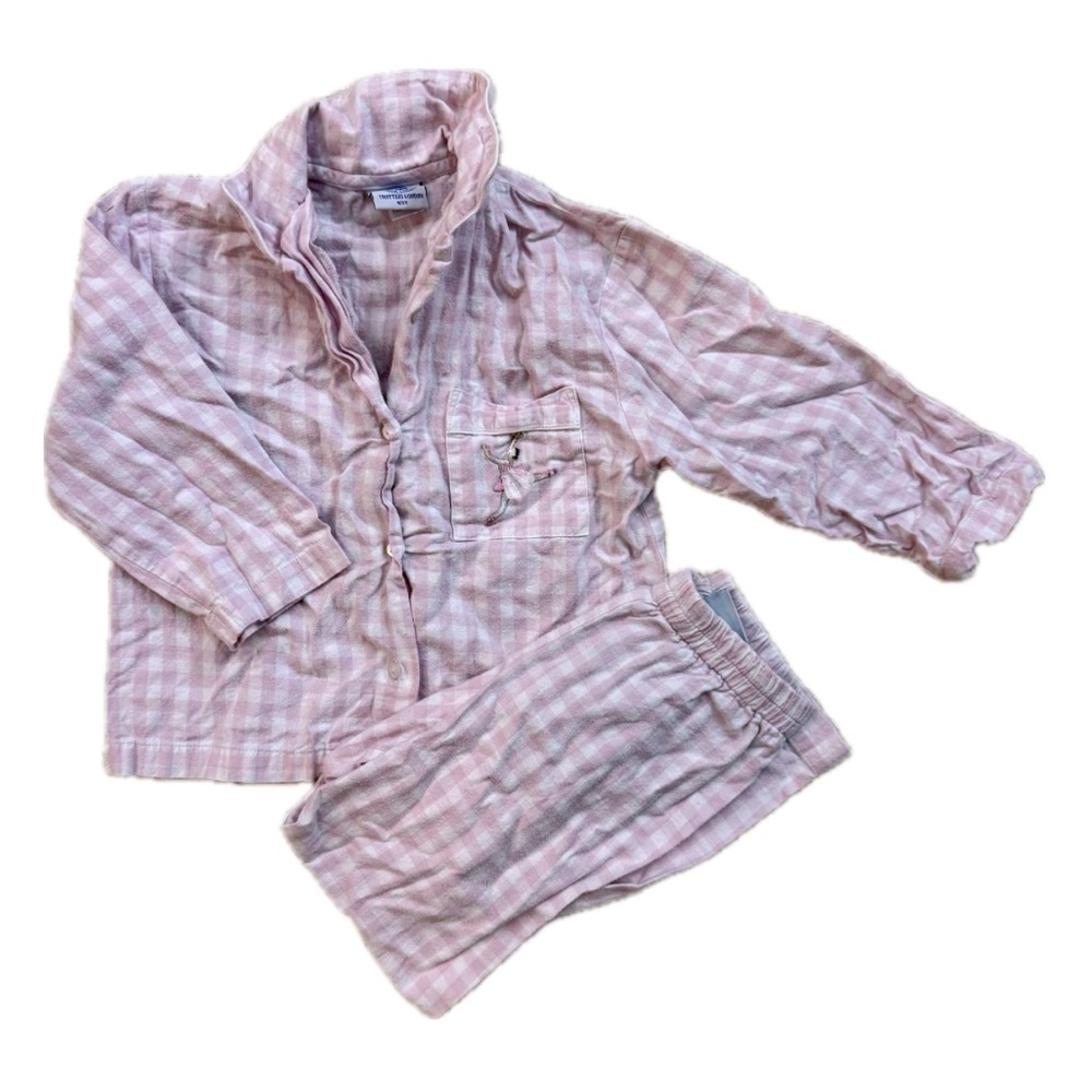 Trotters London | Pink + White Gingham Ballerina Pajamas
